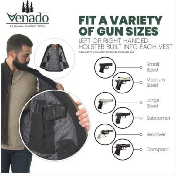 Venado Concealed Carry Vest for Men - Heavy Duty Canvas - Conceal Carry Pockets - Picture 6 of 6